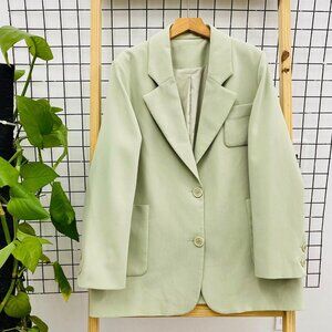 Sage Green Oversized Blazer Two Button Chic Jacket